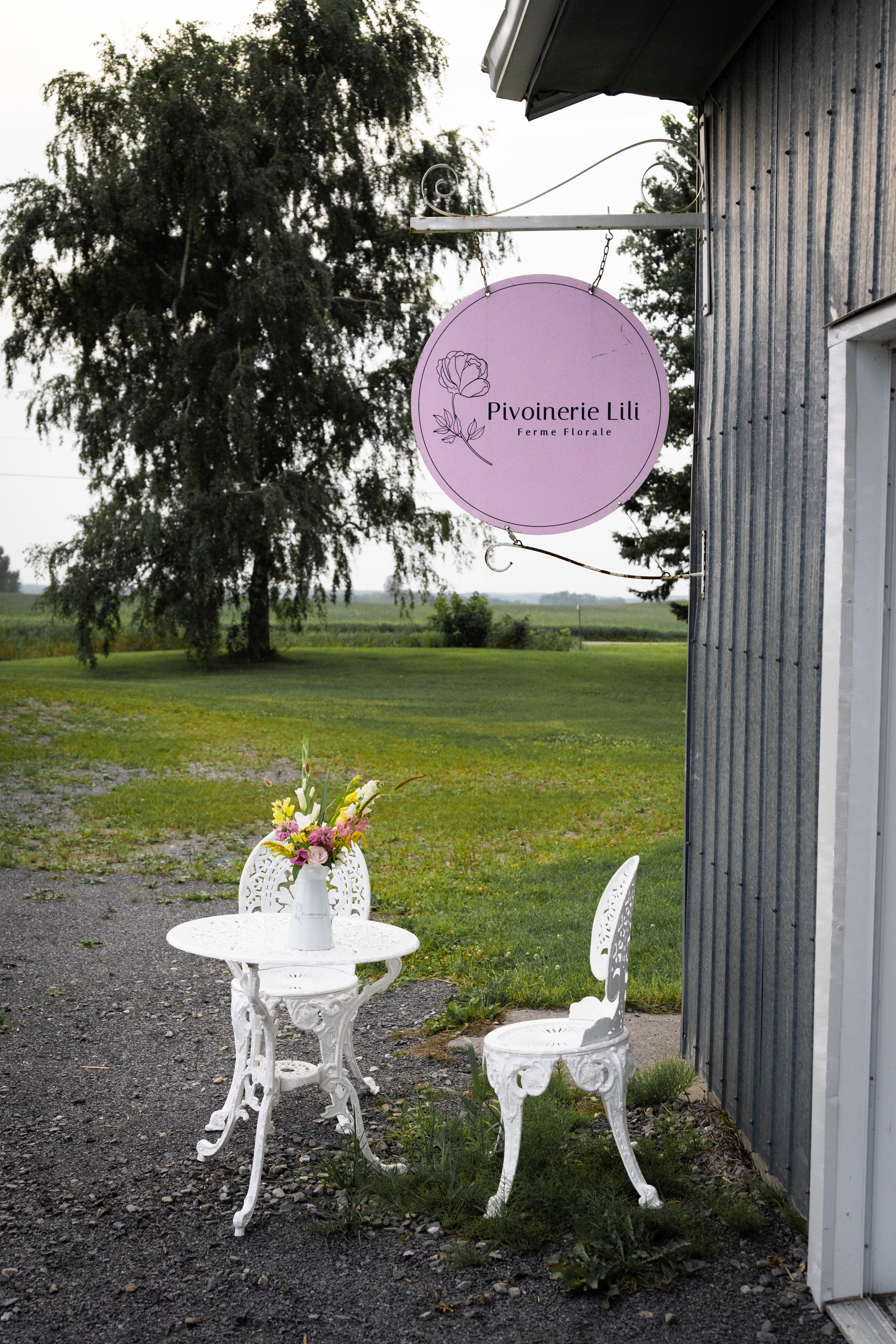Affiche extérieure de Pivoinerie Lili ferme florale