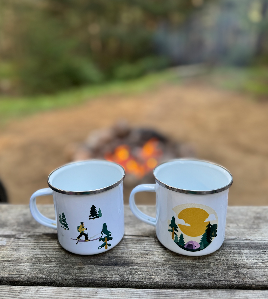Anemoss Set De 2 Tasses En Émail En Motif De Femme Marine Et D'Ancre